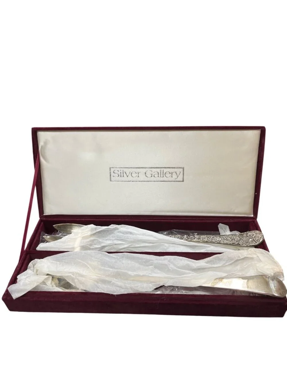 Godinger Vintage large silverplated spoon fork floral set SKU 10-541